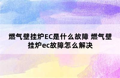 燃气壁挂炉EC是什么故障 燃气壁挂炉ec故障怎么解决